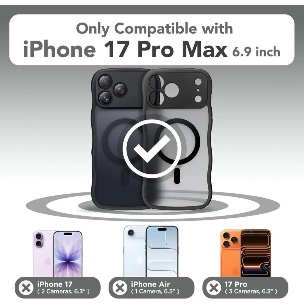 Women Black Iphone 17 Pro Max Case Full Camera Protection Mag Safe
